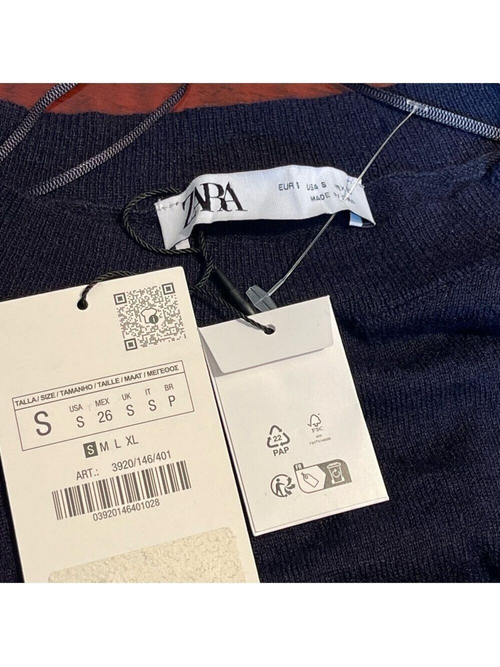 ZARA Fine Wool Blend Lightweight midi/maxi knit dress Side Buttons Navy Blue S - Picture 10 of 15